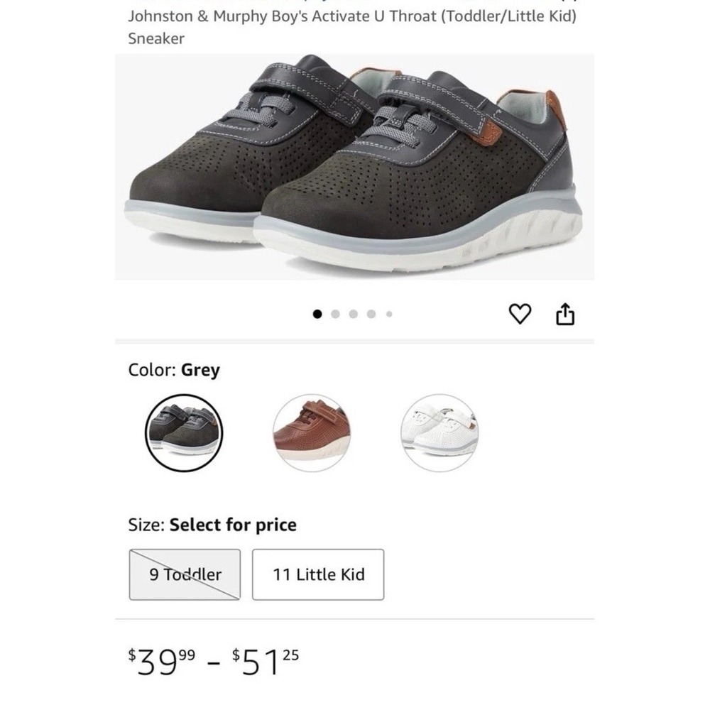 NEW boys size 5 Johnston and Murphy boy's (toddler/little kid) activate U throat